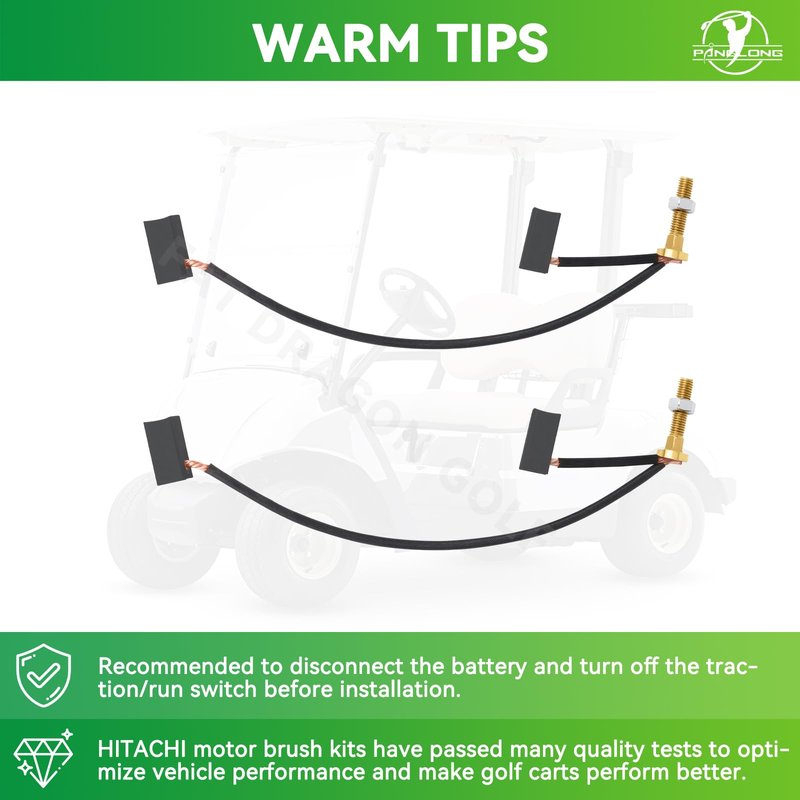Panglong Golf Cart Motor Brush Kit, Motor Brush Suitable for Yamaha G14- Electric, G16- Electric, G19- Electric, G20- Electric, G22- Electric, G21- Gas, Hita-chi Motor Brush Kit OEM #JU2-H1801-20-00