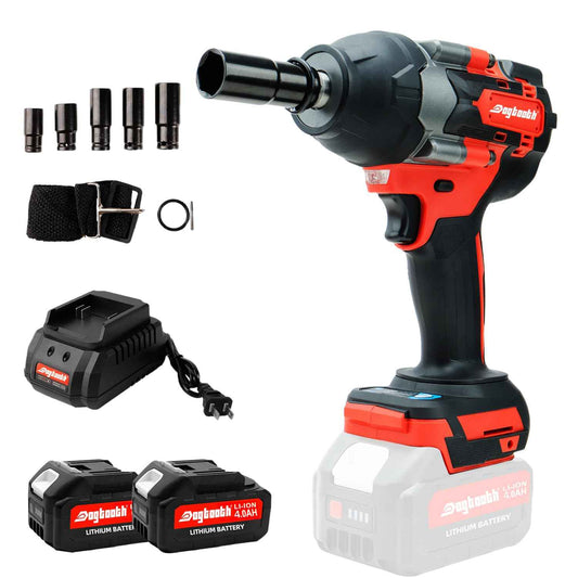 Dogtooth 20V Cordless Impact Wrench 1/2'', High Torque Maximum 850 NM, Brushless Motor, Variable Speeds Max 3200RPM, 2 * 4.0 Ah Battery and Charger in Combo Kit, Compatible with Makita 18V Battery