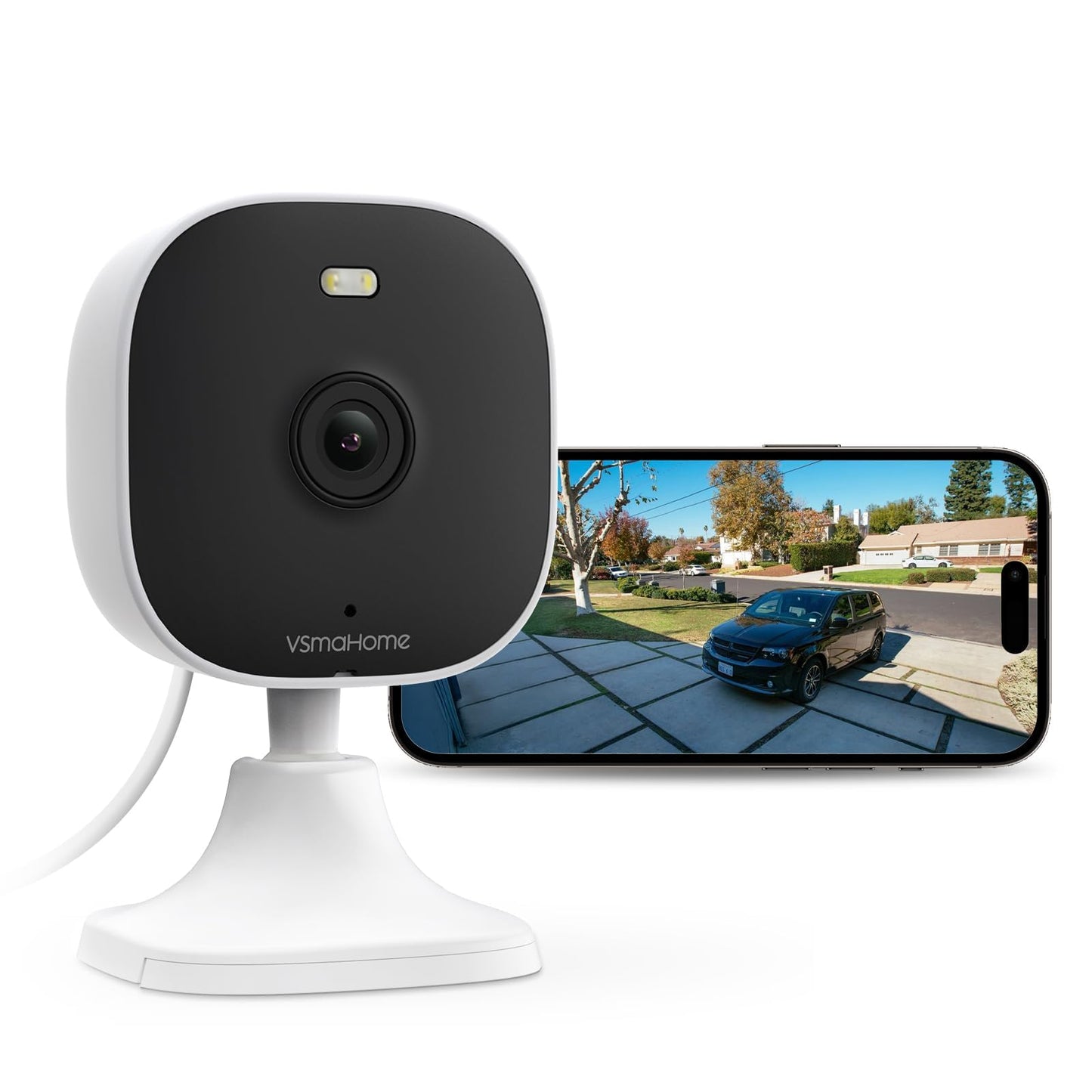 4MP Cameras for Home Security with Audio and Video, Outdoor Security Camera Indoor, 2.4g/5g Cameras for House/Pet/baby, Plug and Play, Work with Alexa, Support 128G Card Storage (Not Included), Wired