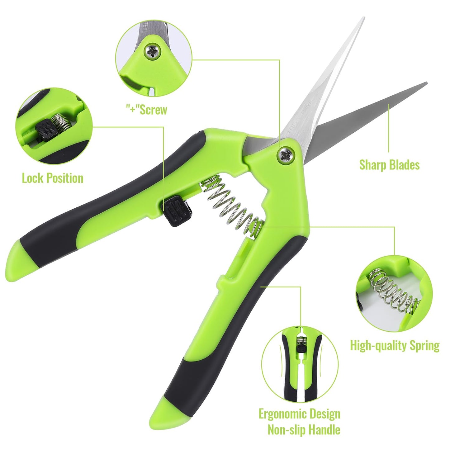 BEoffer 4 Pack Pruning Shears, 6.5 Inch Garden Scissors Gardening Hand Pruning Snips with Straight Stainless Steel Precision Blades for Gardening Flower Plant Precise Trimming and Pruning Maintenance