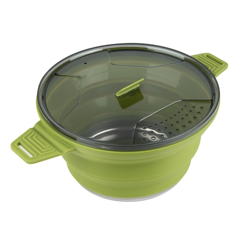 Restaurantware-Hi Tek 2.5 Liter Collapsible Camping Pot, 1 Portable Cook Pot - With Lid, Stainless Steel Bottom, Silicone Camping Cookware, For Travel Or Outdoor Hiking- Restaurantware