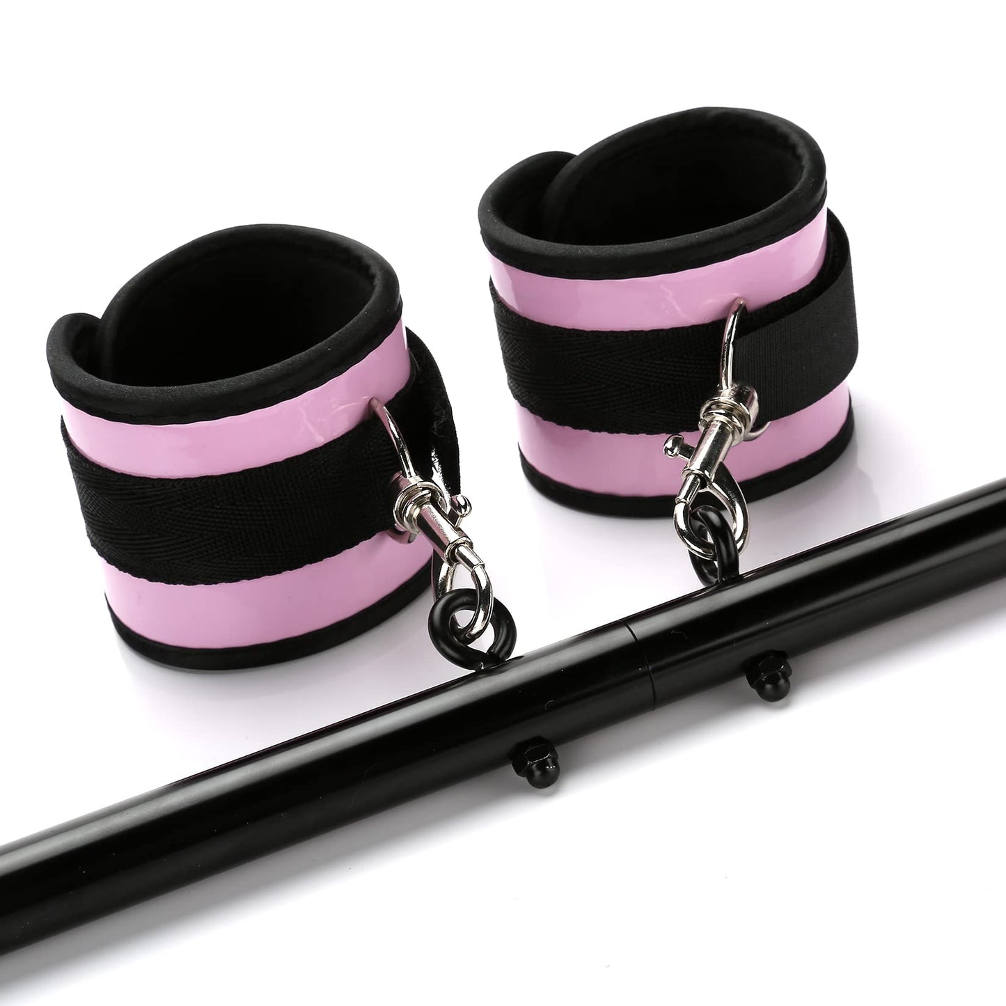 Black Spreader Pilates Exercise bar, Restore Pilates Bar with 4 Adjustable Pink Strap, Exercise Guide, Home Yoga Training Fitness Gear, Stretching Exercise Tools