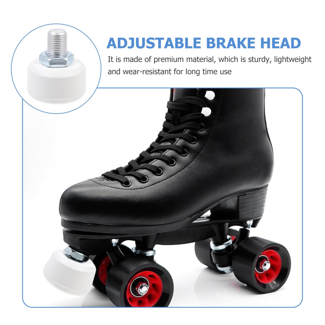 Kisangel Roller Skates Toe Stops Adjustable Brake Block for Inline and Quad Skates Lightweight Rubber Roller Skate Stopper for Smooth Quiet Stops