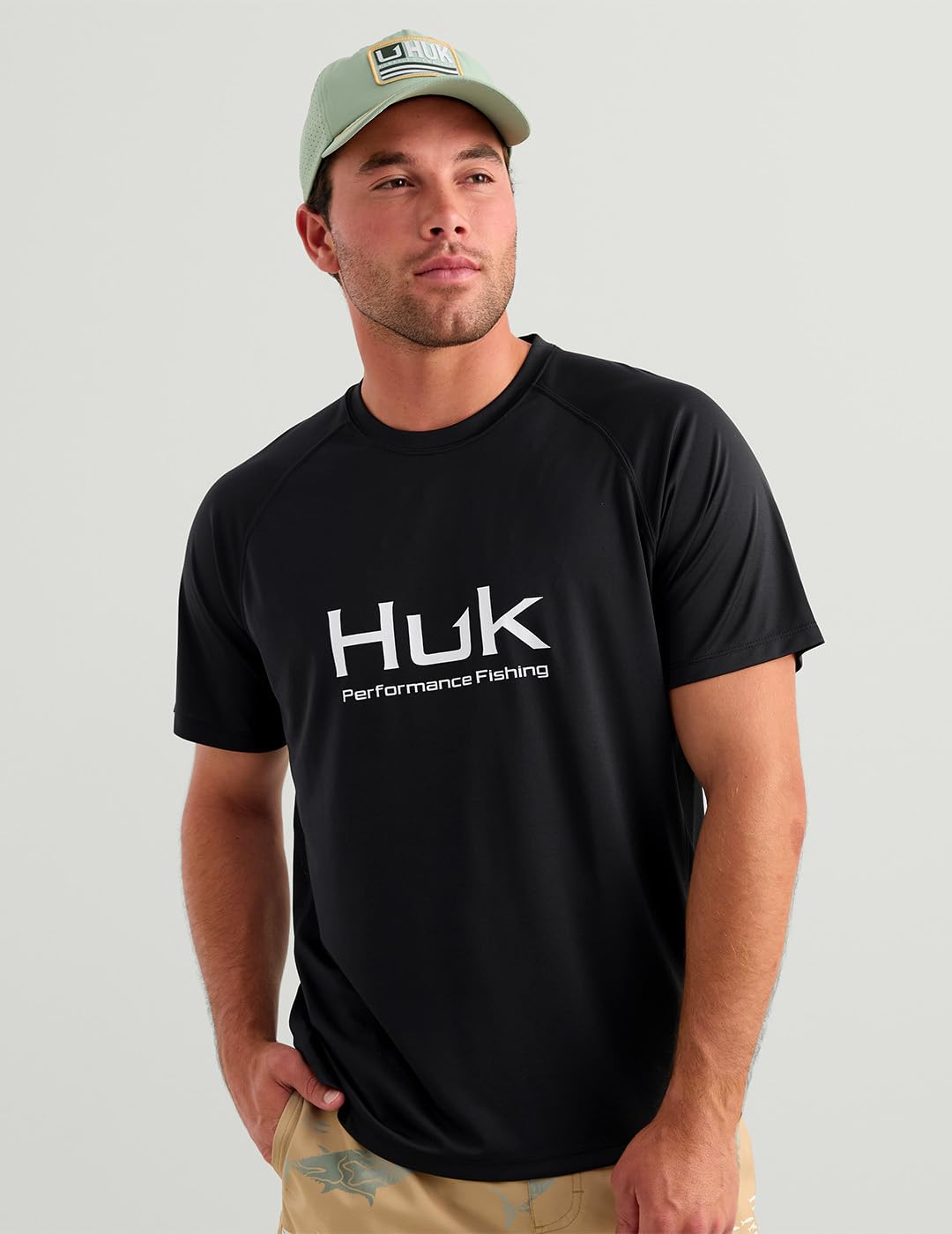 HUK Men's Pursuit Short Sleeve, Performance Shirt + Sun Protection, Scarlet Blaze, Large