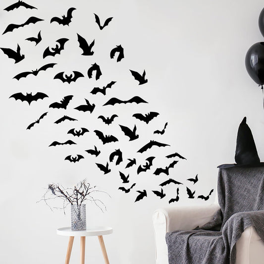 Bats Wall Decals, Halloween Gothic Home Decoration, Large Bats Wall Sticker Room Decor, Wall Decor Mural for Nursery Bedroom Living Room Kitchen Home Decoration.
