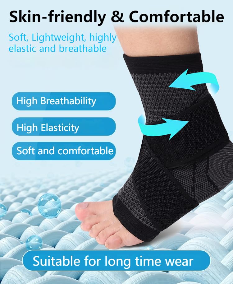 Adjustable Ankle Brace for Sprained Ankle - Breathable Foot Support Sleeve