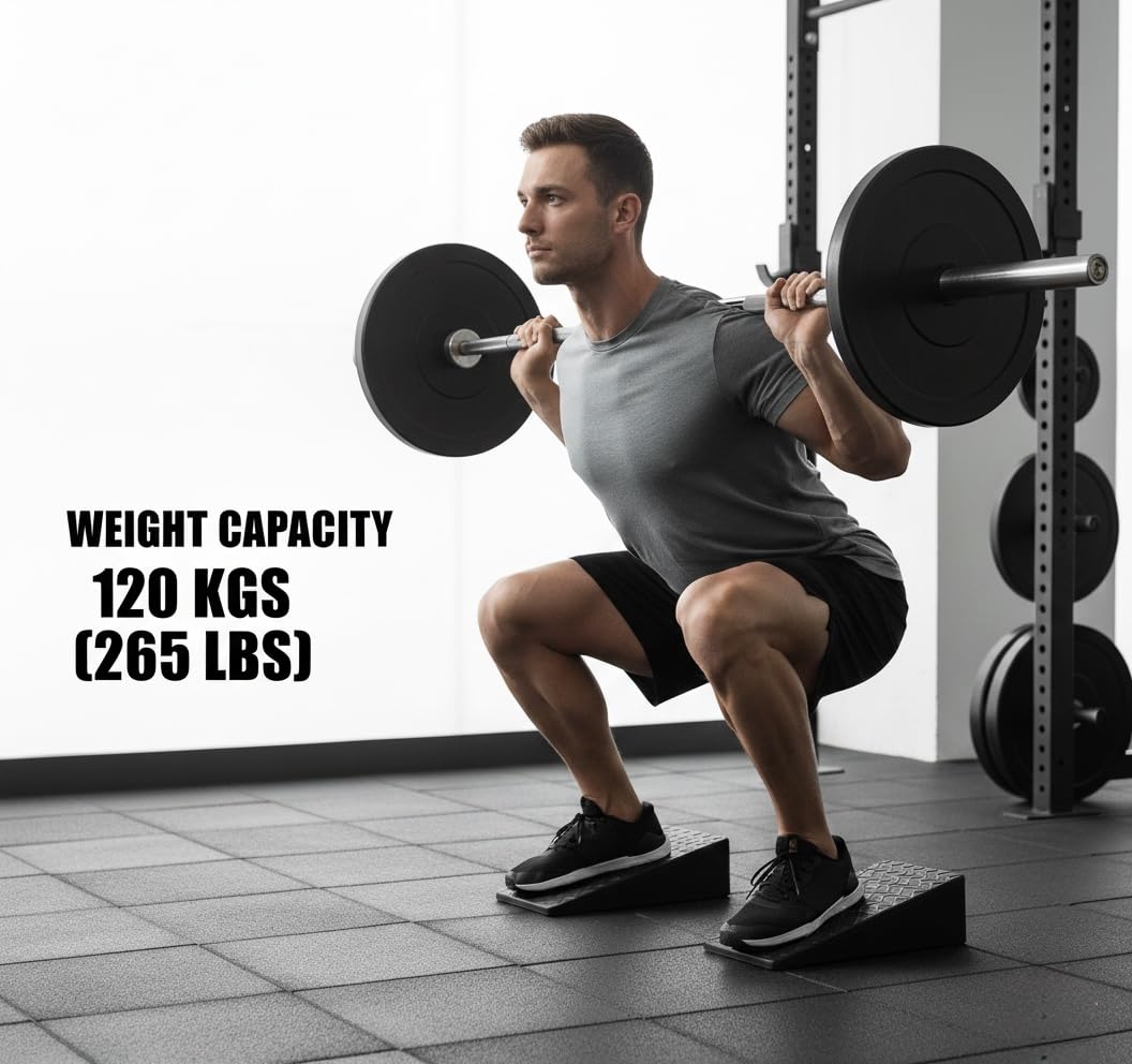 Squat Wedge Blocks (Pair), 15° Heel-Elevating Non-Slip EVA Slant Blocks for Squats, ATG Calf Stretch & Ankle Mobility – Heel Lift – Carry Bag Included