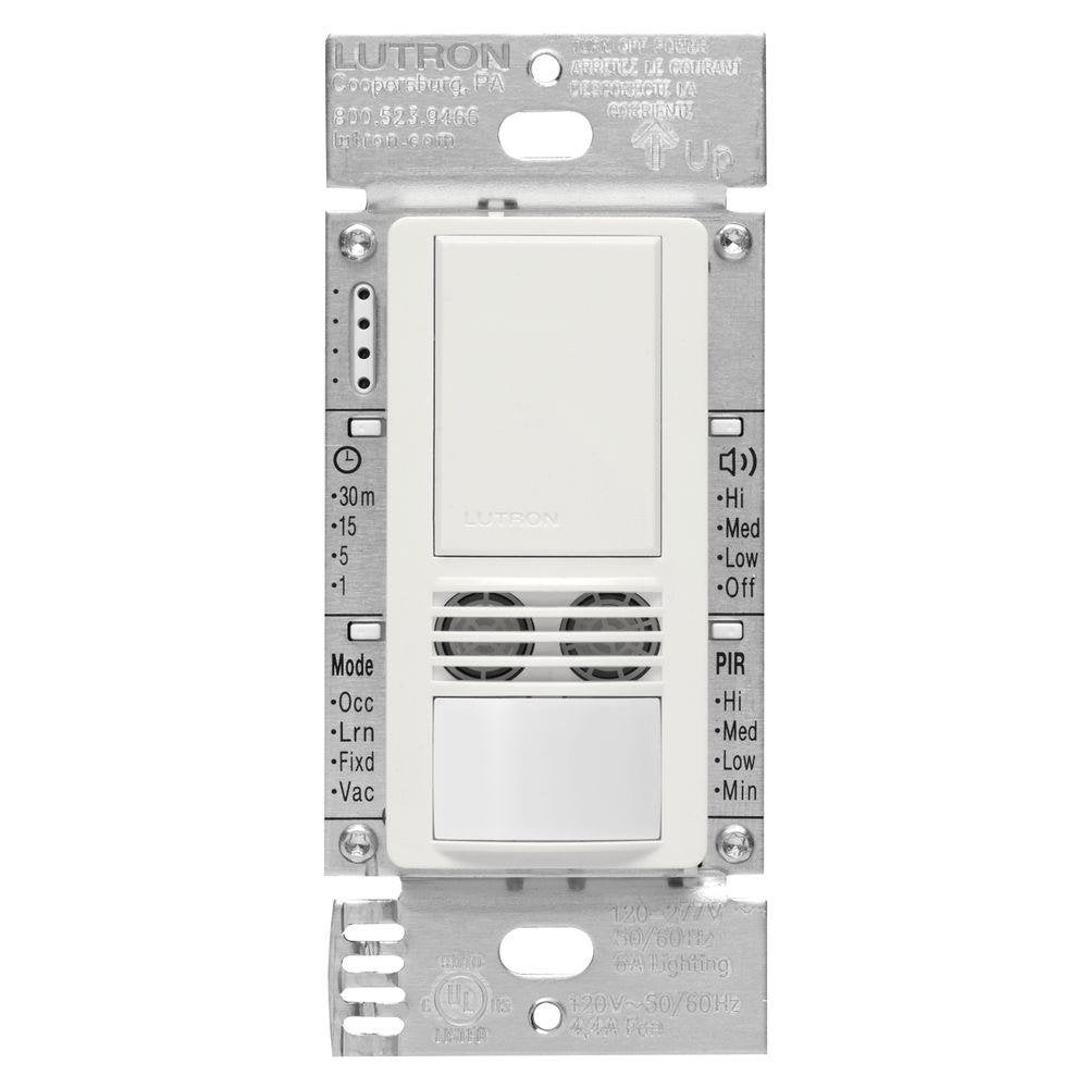 Lutron MS-A102-WH Maestro Dual Tech Occupancy Sensor Switch, no neutral required, 6 Amp Single-Pole, White