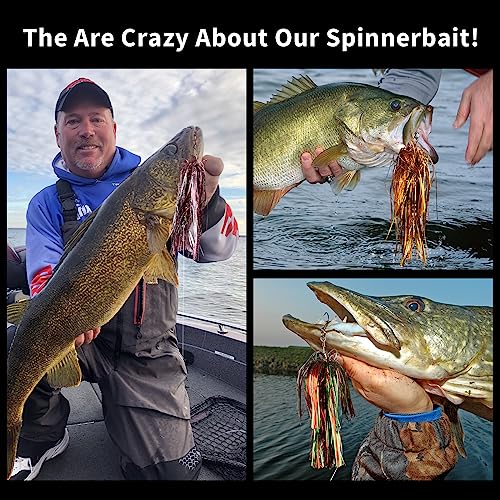 QualyQualy Fishing Spinner Bait 3pcs with Double Blades - Pink & Silver, Red & Green, Gold & Red