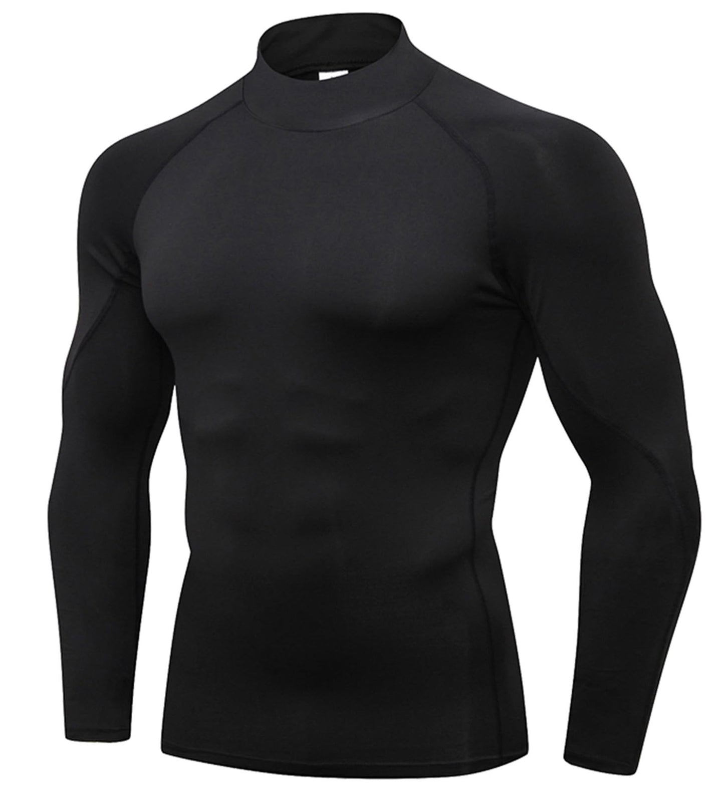 OVIYEGAIN Black Compression Shirt Men Long Sleeve Turtleneck Base Layer Tops Athletic Dry Fit Sports Running Gym Undershirts