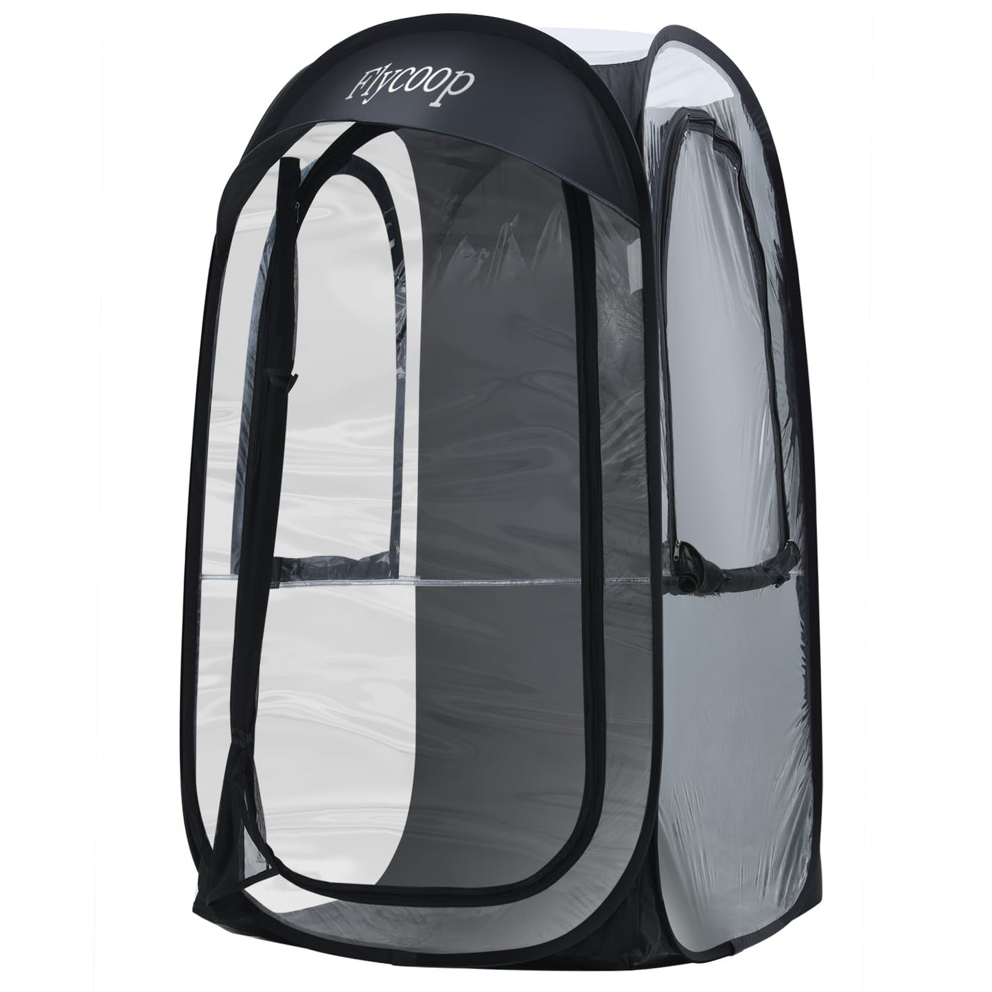 Sports Tent Pop Up Shelter: Flycoop 37" L x 37" W x 63" H Weather Sports Pod for 1 Person Shelter in Winter Portable Camping Tents Outdoor Cold Weather Screen Bubble House Pod Shade Tent (Black)