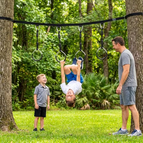 Hokilands 8 Pack Black Ninja Gymnastic Rings & Monkey Bars for Indoor Outdoor Obstacle Course