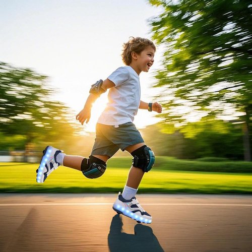 HANSYBAY Girls Roller Shoes LED Lights Up Sneakers with Wheels Removable Roller Skates Boys Beginners Trainers Skate Comfortable Sports Footwear Athletic USB Charge Sneaker Kids Gifts Size 3