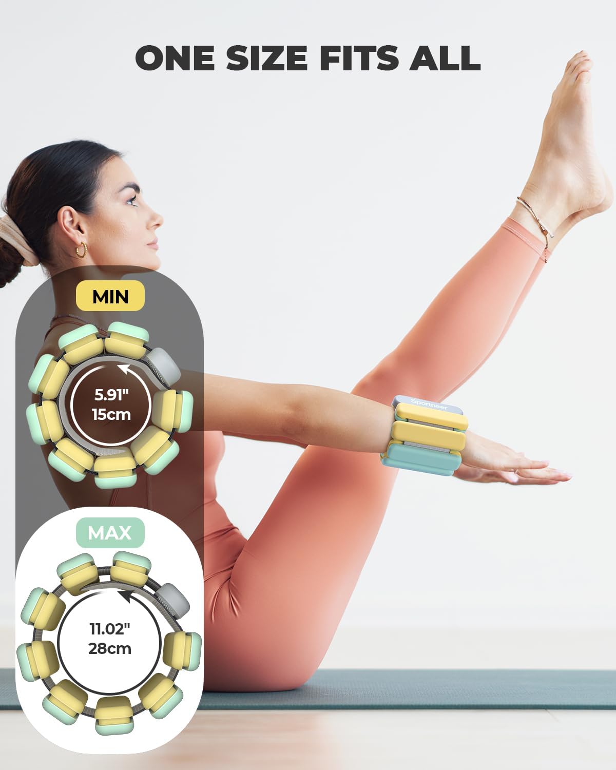 Sportneer Adjustable Wrist & Ankle Weights - 1 lb/2 lb Pair | Silicone Bracelet Set for Gym & Yoga