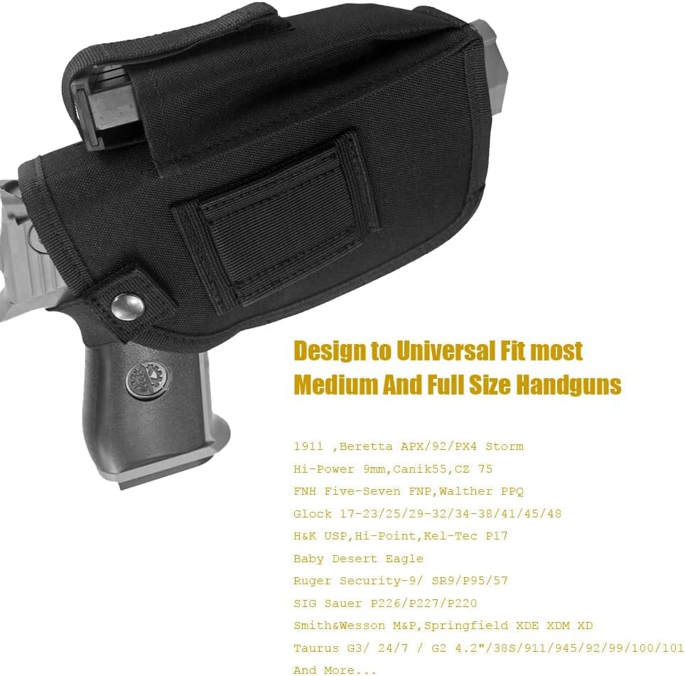 Skiennix Concealed Carry Gun Holster - Ambidextrous IWB/OWB with Mag Pouch for Handgun with Laser Light