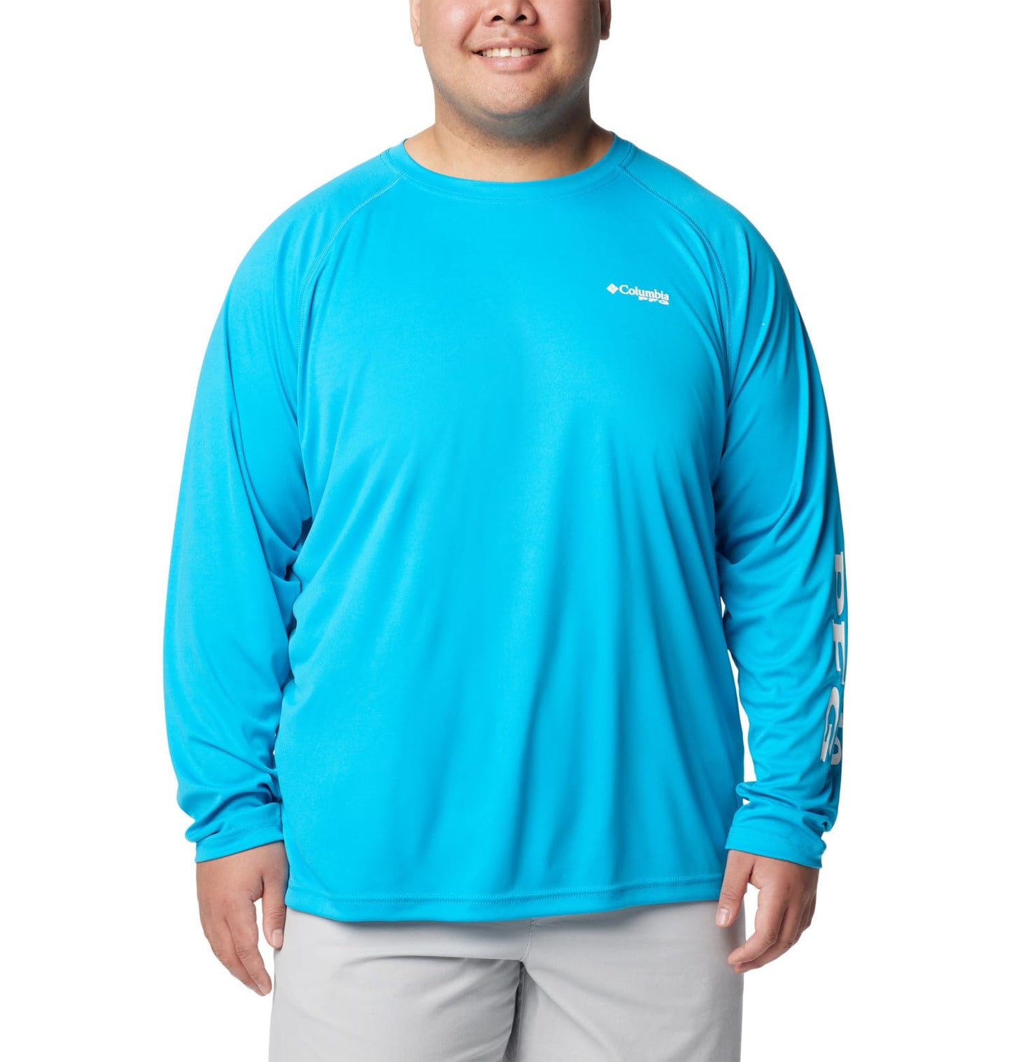 Columbia Men's Terminal Tackle Long Sleeve Fishing Shirt, Ocean Blue/White Logo, X-Large