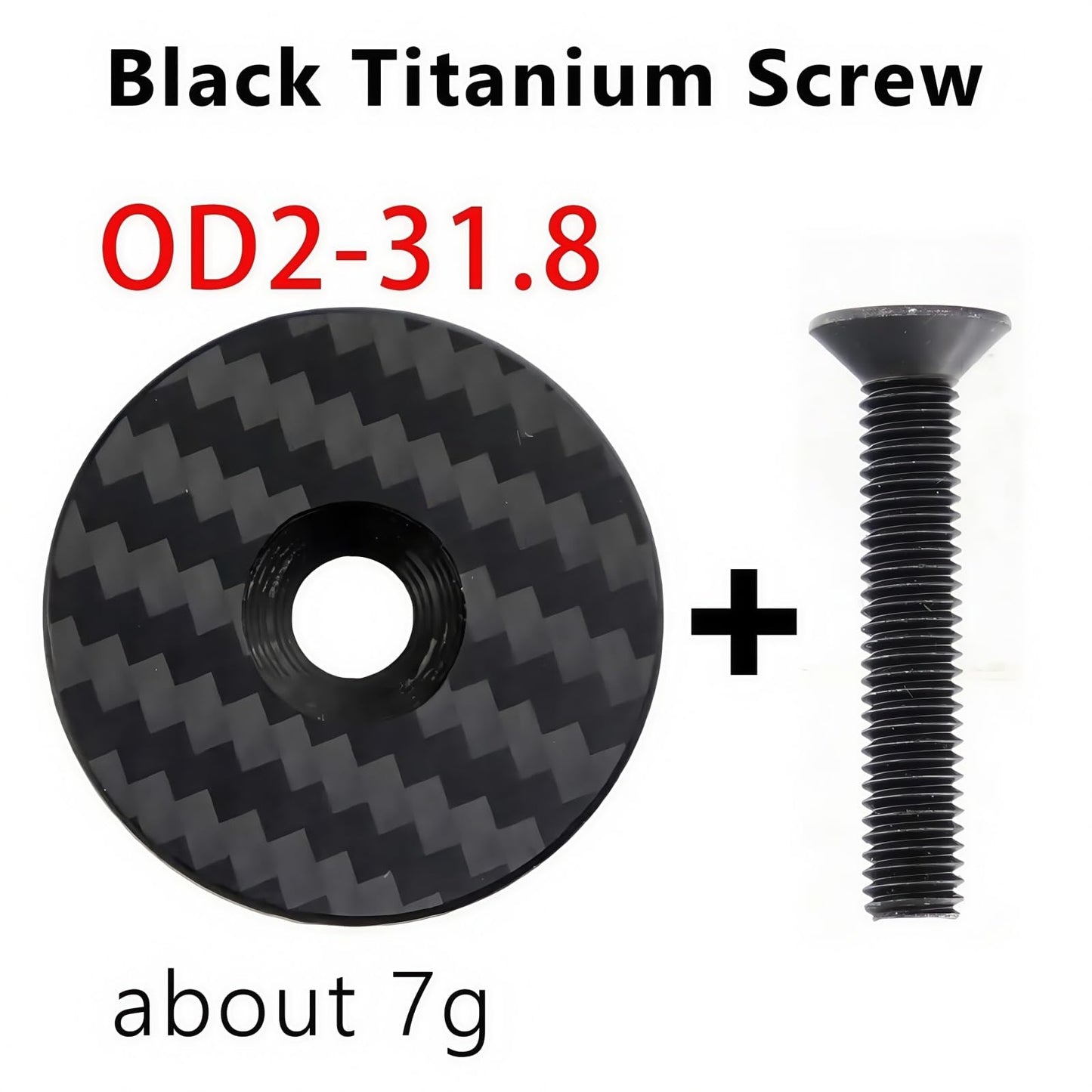Joxvizx Carbon Bicycle Stem Headset Top Cap Cover, Bike Headsets Caps 28.6/31.8mm OD2 with W/M6*30mm Titanium Bolt&Screw, for 1-1/8 1-1/4 MTB Mountain Road Bikes Forks Steering Tube (31.8 Black Ti)
