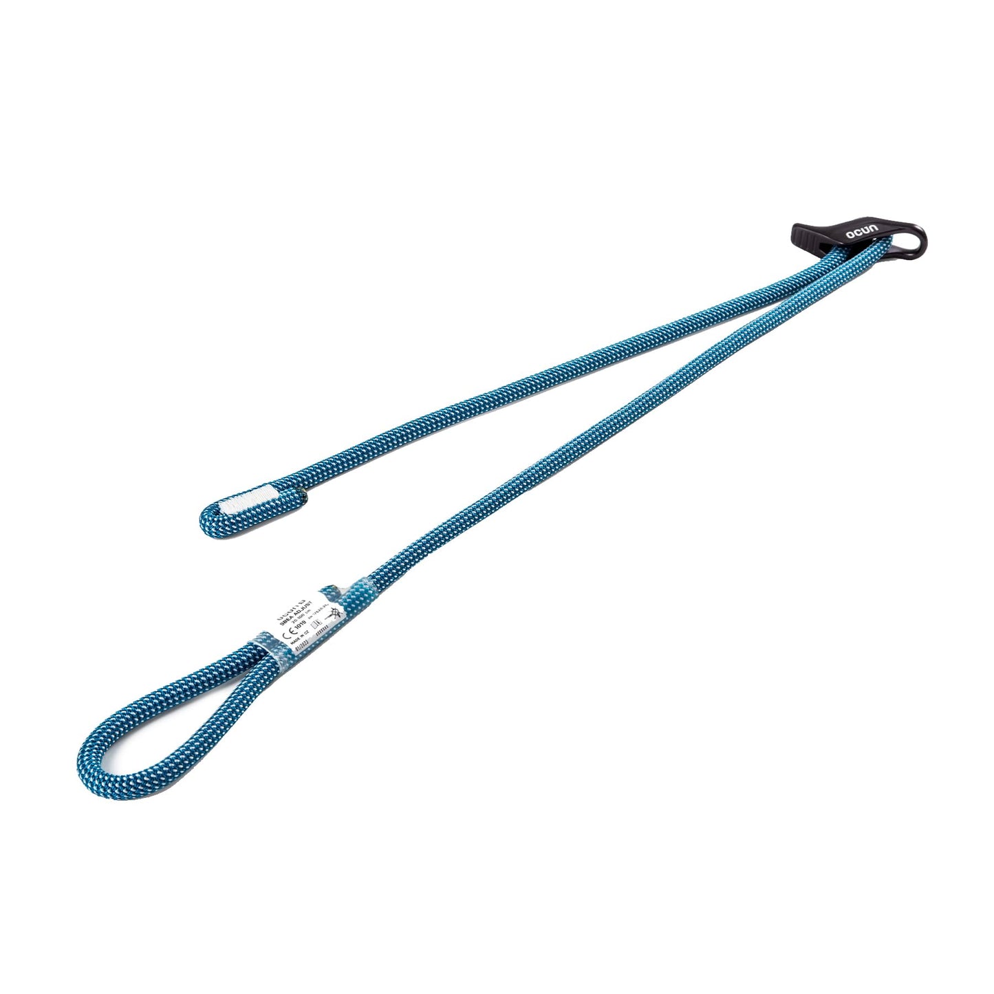 Ocun SBEA Adjust, Self-Belay Energy Absorption Adjustable Lanyard for Self-Belay Rock Climbing (20-100 cm), Blue/White