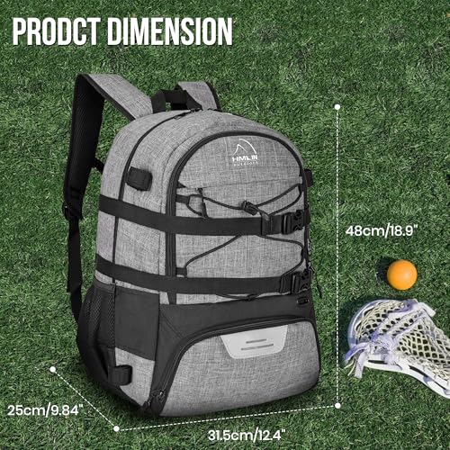 HMLIN OUTDOORS Grey Lacrosse Bag with Dual Stick Holders & Shoe Compartment