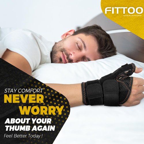 FITTOO Copper Infused Thumb & Wrist Brace for Men and Women - Comfortable CMC Thumb Brace Spica Splint for Pain Relief, Tendonitis, Right & Left Hand - Universal Size