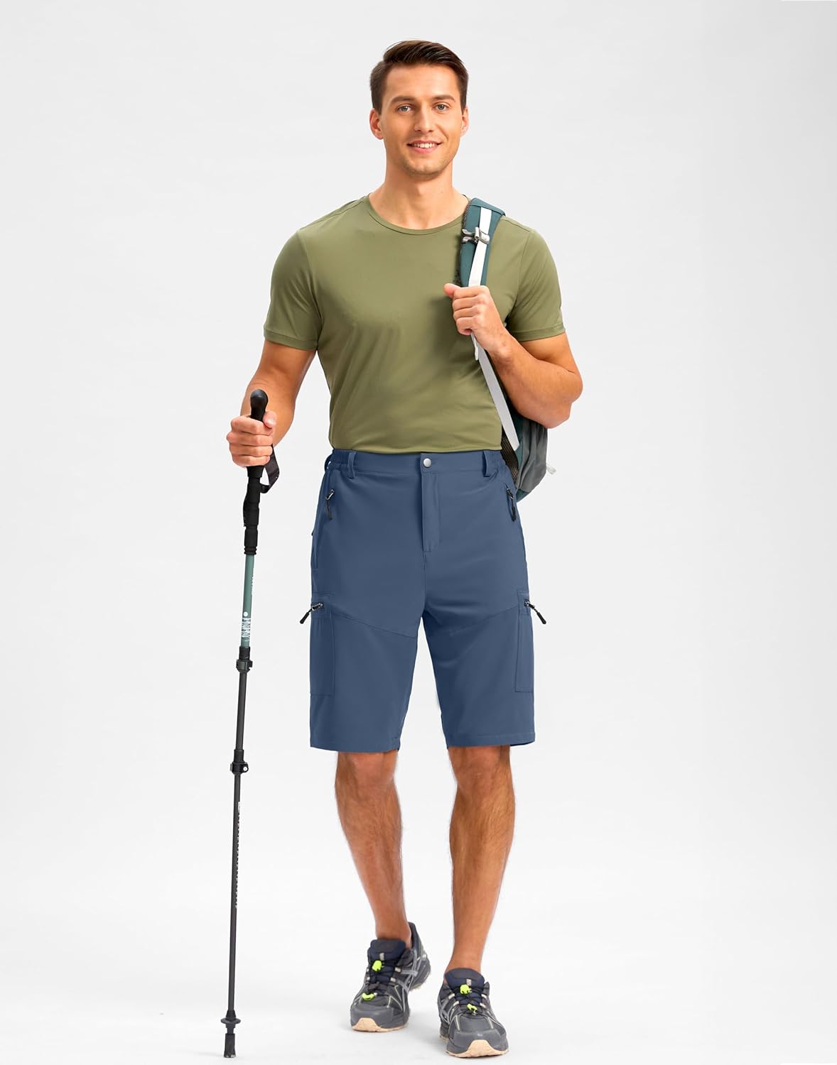 Pudolla Men's Hiking Cargo Shorts - Lightweight Outdoor Shorts with 5 Zipper Pockets | Available in 9"/7"/11" Sizes