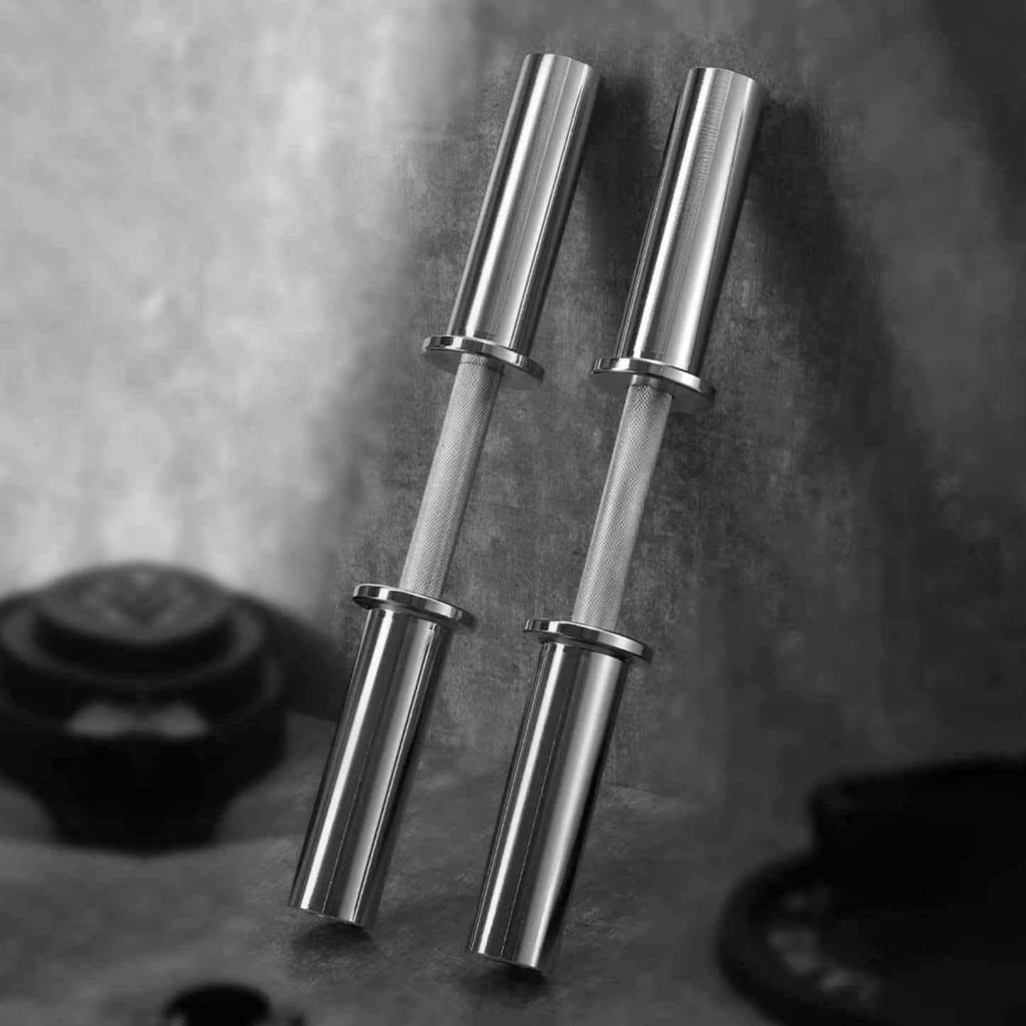 16" Olympic Dumbbell Handle Pair - Solid Adjustable Dumbbell Bars With Spring Collars 2'' Can Load(150LB/350LB), Suitable For Home Gym Exercise