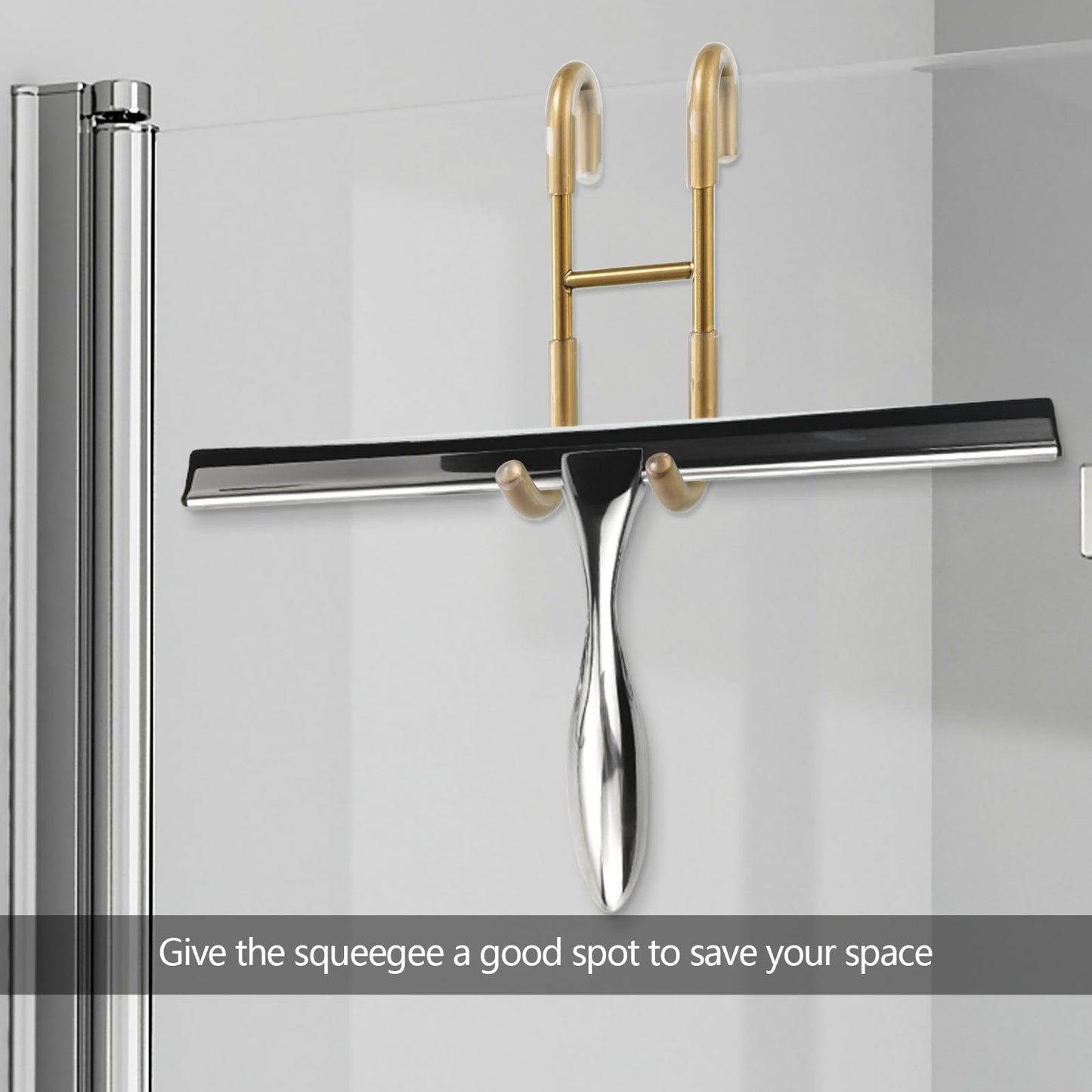 NINETREX Shower Door Hooks,Over Glass Door Hooks for Bathrooms Frameless Glass,Heavy Duty SUS 304 Stainless Steel Hook for Towels,Squeegee,Loofah,Shaver,Robe,2 Pack,Gold