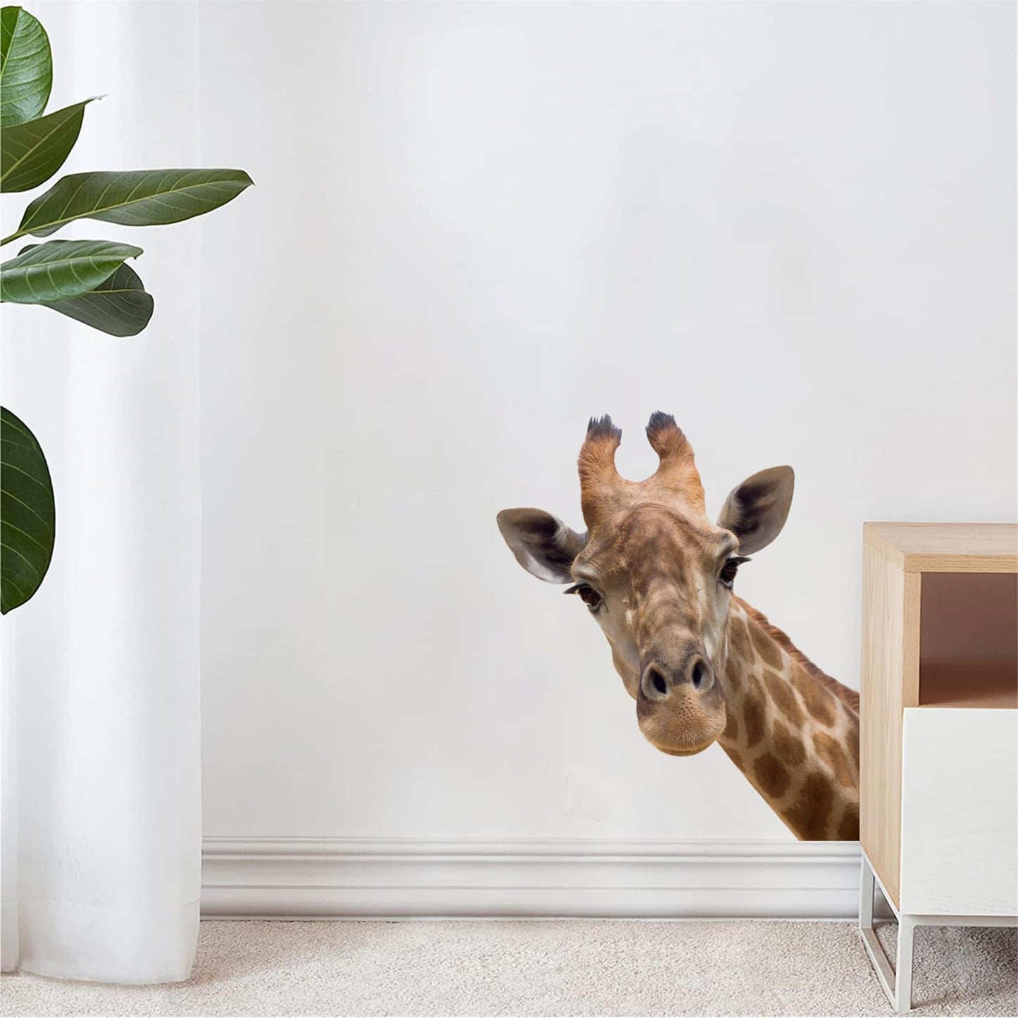 Cute Giraffe Wall Decal Peel and Stick Vinyl Safari Decal Funny Gift for Friends Kids Room Wall Window Decor Fridge Closet Sticker