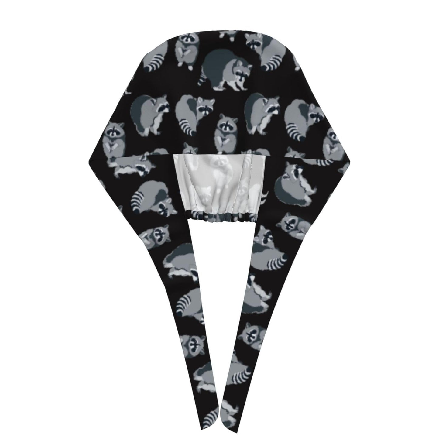 Funny Cute Racoon Raccoon Working Cap Scrub Cap with Sweatband Adjustable Unisex Women Tie Back Hat Nurse Surgical Caps