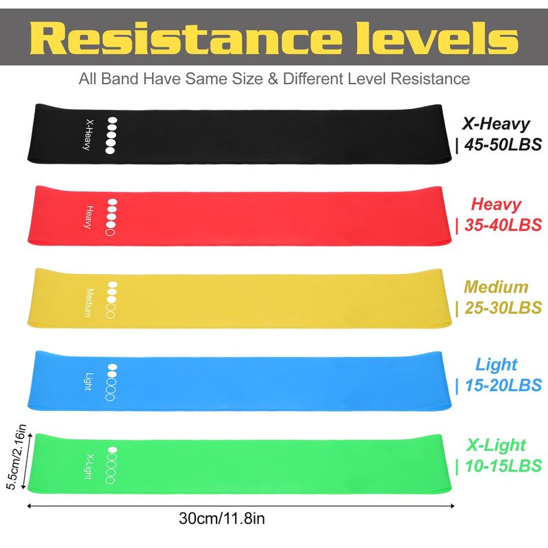 20 Pcs Resistance Bands for Women Men 10-50 Lbs 5 Different Resistance Levels Loop Exercise Bands for Leg Working Gym