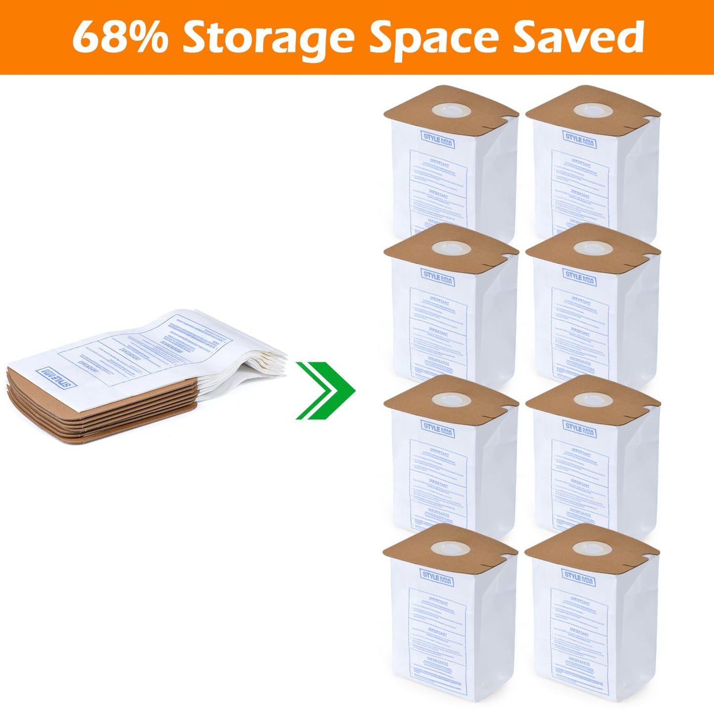8-Pack Style MM Vacuum Bags for Eureka Mighty Mite 3670 & 3680 Canister Vacuums – Replaces Parts 60295, 60295A, 60295B, 60295C, 60296 & 60297A – Effective Filtration