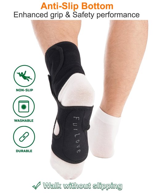 Furlove AFO Foot Drop Brace for Walking, Drop Foot Brace Soft Night Splint for for Sleeping, Adjustable Foot Support (Left)