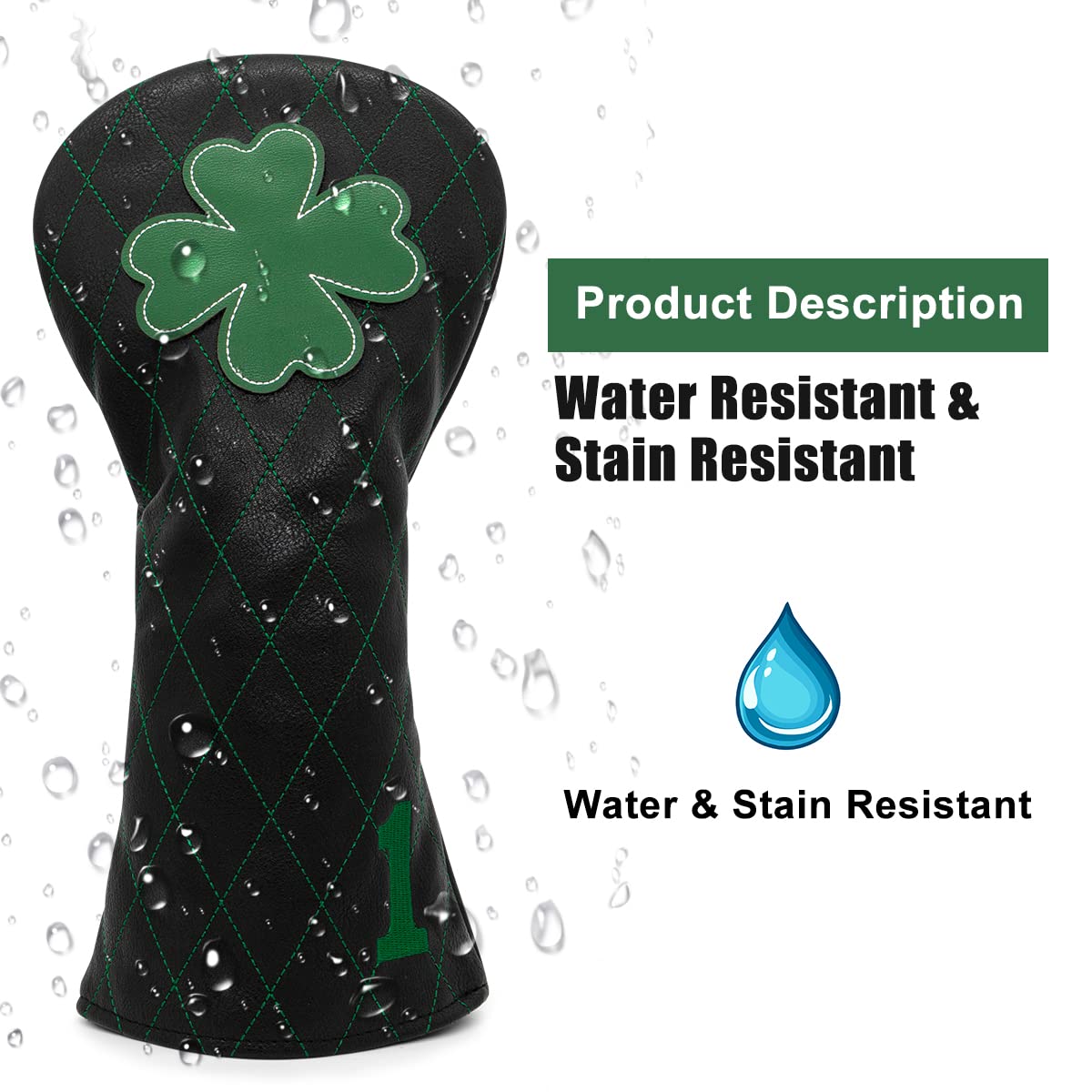 Golf Club Headcover Live Lucky 3 Wood Headcover Magnetic Closure Elegant Embroidery Premium Leather Driver Covers Fairway Wood Covers Hybrid Headcover Shamrock Golf Head Covers