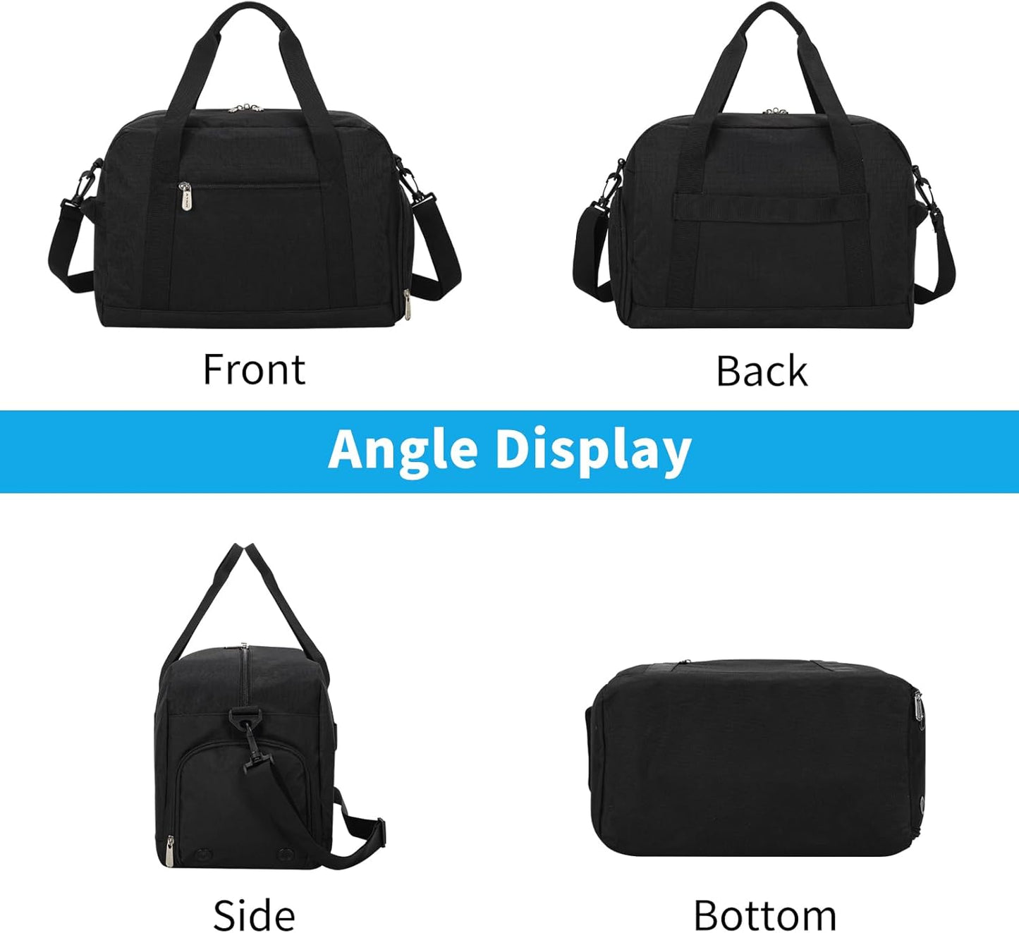 Skiennix Small Gym Bag - Lightweight 14-Inch Mini Duffel with Shoe Compartment | Travel Sport - Black