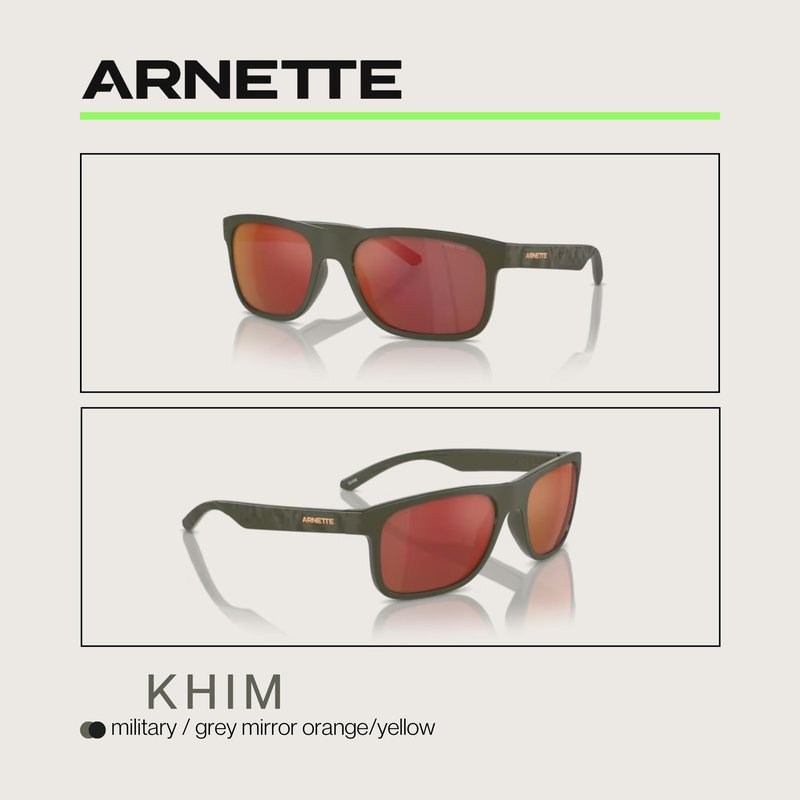 ARNETTE Khim AN4341 28546Q 56MM Military/Grey Mirror Orange/Yellow Square Sunglasses for Men +Bundle with Accessory Eyewear Kit