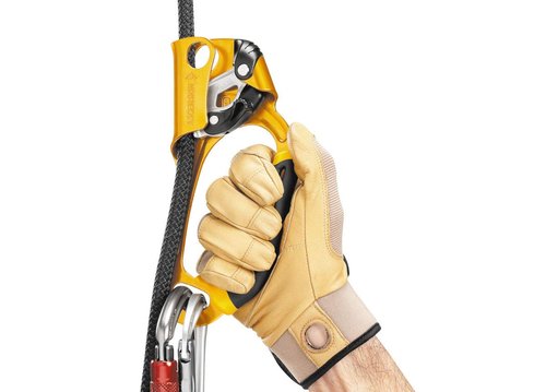 PETZL Ascension Ascender - Ergonomic Handled Rope Ascender for Climbing and Rigging - Yellow - Right