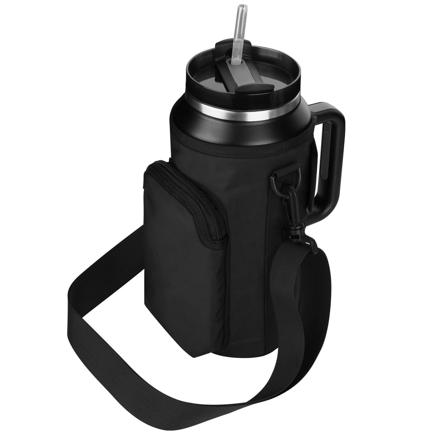 Xxerciz Water Bottle Carrier Bag for Stanley 64oz Tumbler with Handle, Water Bottle Holder with Adjustable Strap, Bottle Sling Sleeve with Phone Pouch, Stanley Cup Accessories for Walking Hiking