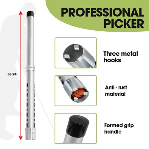 Golf Ball Shag Tube Professional Golf Ball Picker Upper Aluminum Golf Ball Retriever Collector Practice Pick-up Sucker Tool