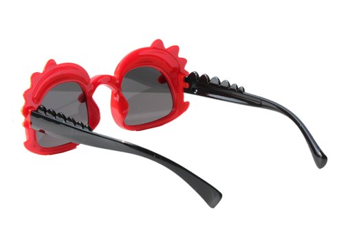 EYEGLASSTOR Dinosaur Cartoon Toddler Sunglasses for Kids Aged 2-6, Red & Black Dark Lenses, UV400 Protection, Secure Fit for Outdoor Play