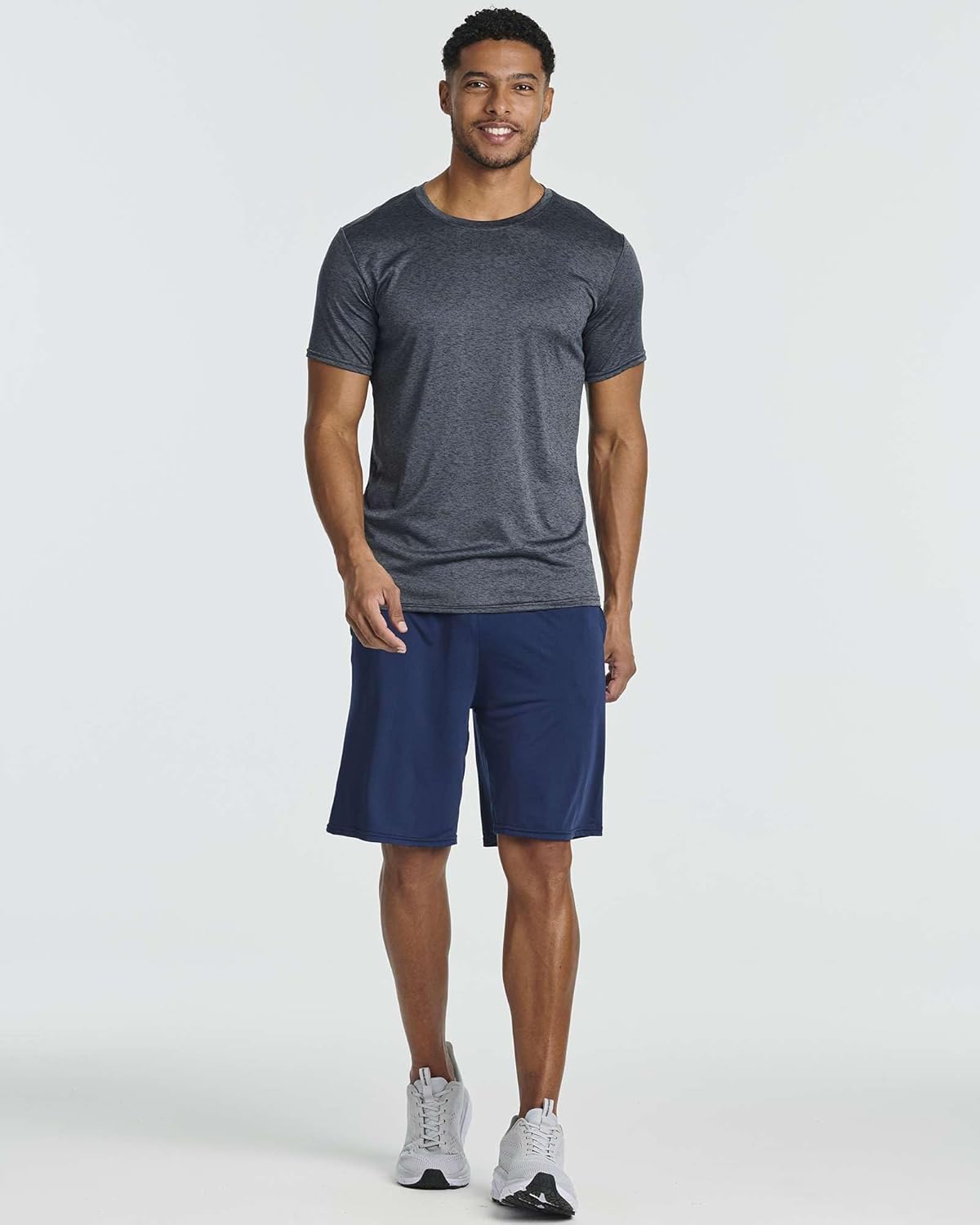 Real Essentials Men's Dry-Fit Short Sleeve Crew Neck T-Shirts - 5 Pack for Gym & Fitness Activities