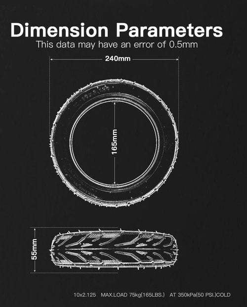 stio 10x2.125 Outer Tire Compatible with Ninebot by Segway Kickscooter F25/F30/F40/F65/D18W/D28U/D38U 10 Inch Non-Slip Scooter Tyre Replacement Original Accessories 1PC