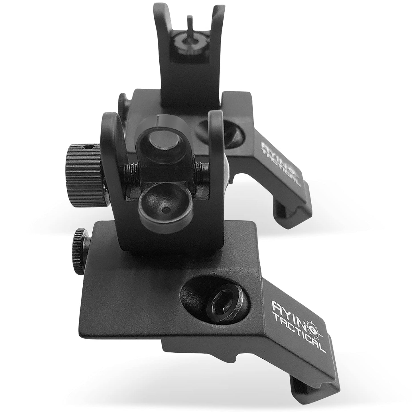 AYIN Tactical Flip Up Iron Sights for Rifle, Rapid Transition Backup Front and Rear Iron Sight, Picatinny Rail and Weaver Rail (45 Degree Offset Sight)