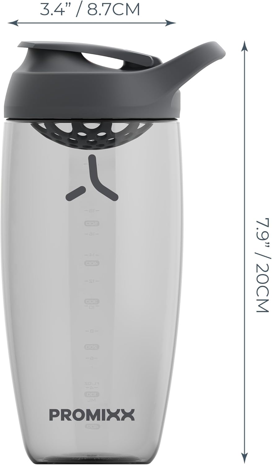 Promixx Pursuit Protein Shaker Bottle - 24 oz Silent No-Ball Mixer, Leak-Proof, BPA-Free, Easy-Clean