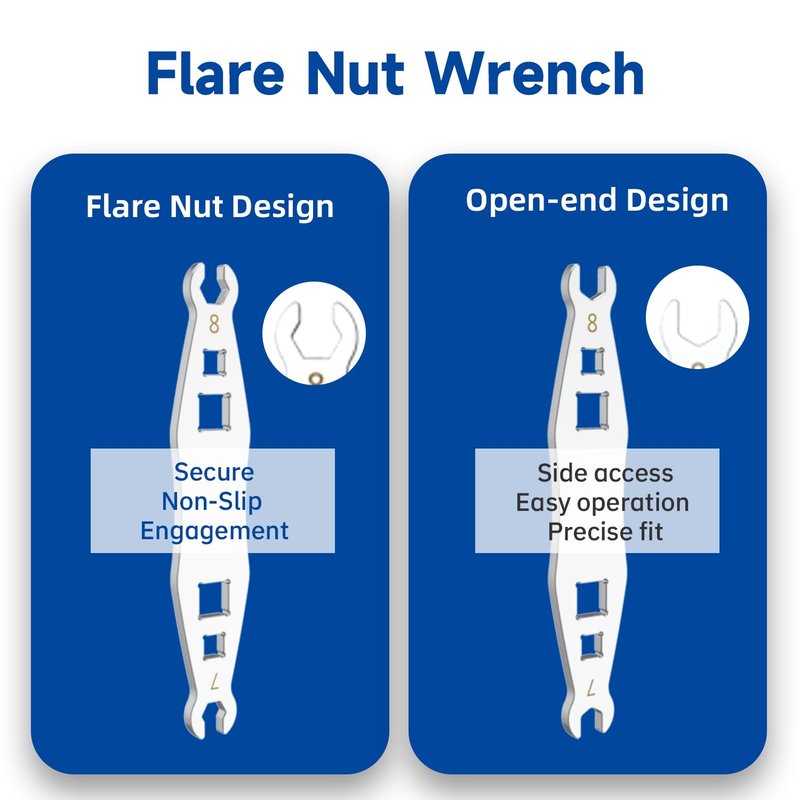 Vaasee Flare Nut Wrench 7mm 8mm with 1/4” 3/8” Drive, Cr-V Steel + Ni-Cr Plating Bike Brake Hoses Flare Nut Wrench Tool for Road Mountain Bikes