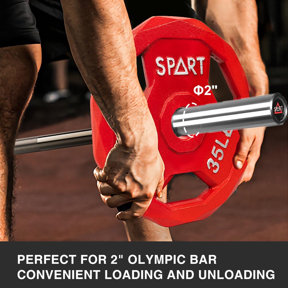 SPART Color Coded Weight Plate 2-Inch Cast Iron Metal Weight Plates for Barbell,Solid Cast Iron Olympic Weight Plates for Strength Training, Weightlifting, Crossfit, 35LB, Single