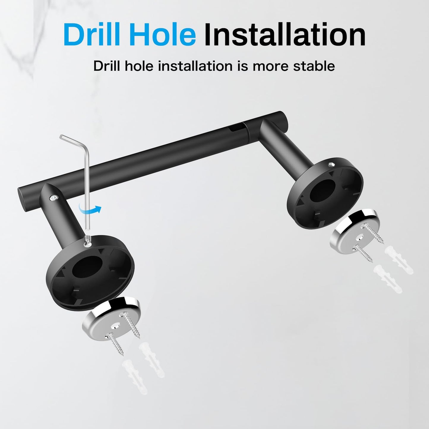 SetSail Toilet Paper Holder Wall Mount Screw-in Matte Black Bathroom Toilet Paper Roll Holders Stainless Steel Tissue Holder for Bathroom Hardware Accessories