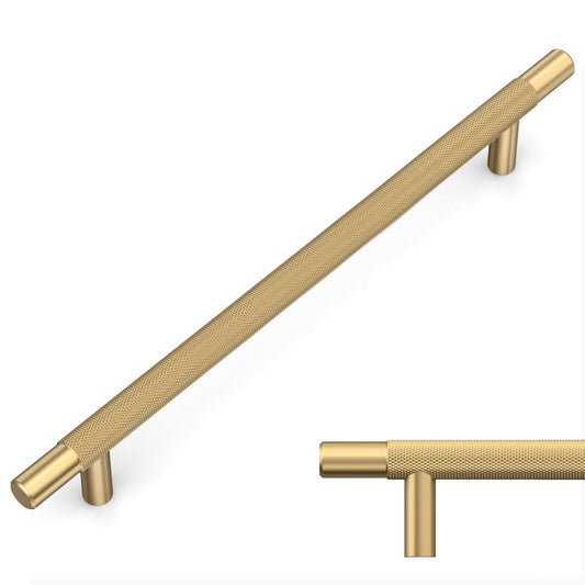 Amerdeco 10 Pack Champagne Bronze Knurled Cabinet Pulls 10 Inch Hole Centers Kitchen Cabinet Handles Hardware Kitchen Handles for Cabinets Handles IH0006