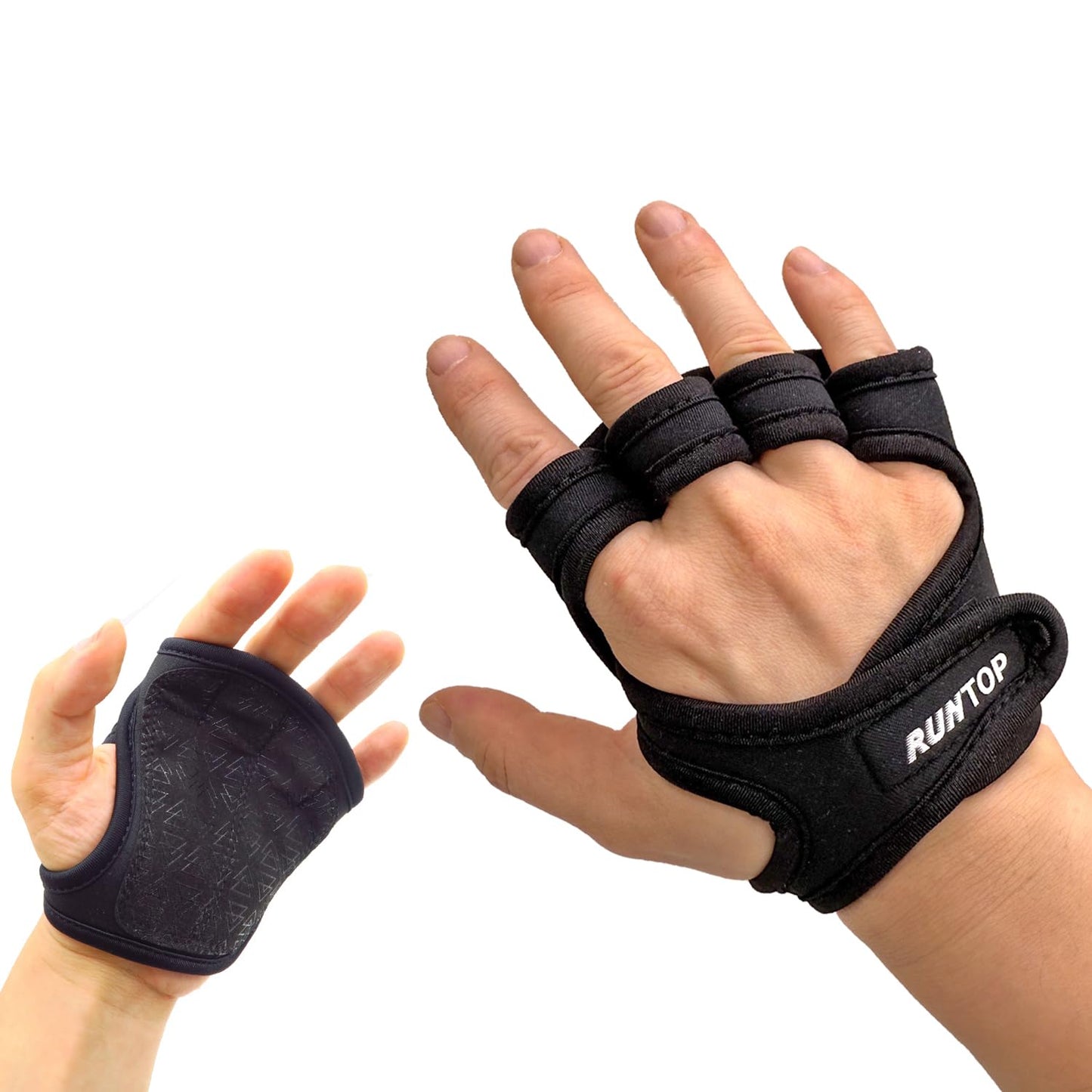 RUNTOP Workout Gloves Fitness Cross Training WODS Gym Yoga Exercise Grip Pads Weight Lifting Powerlifting Anti-Slip Barehand Strong Grips Palm Protect Men Women (Yellow, M)