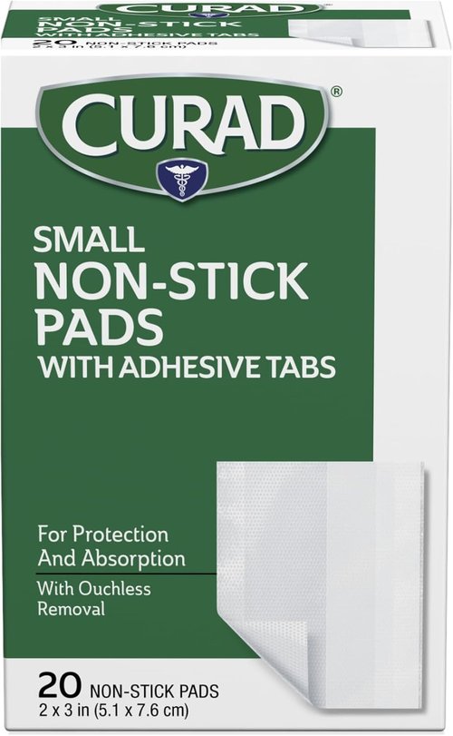 Curad Non-Stick Adhesive Pads - Small 2" x 3" | 20 Count for Comfortable Wound Care