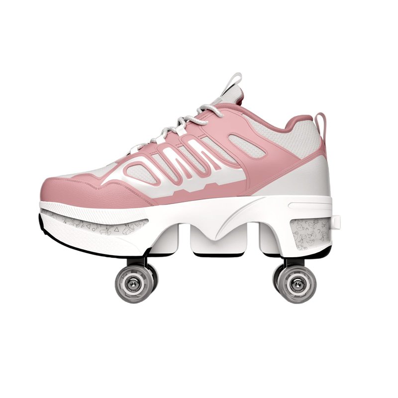 Roller Skate Shoes for Women Men, Double-Row Deform Quad Roller Skates, Automatic Walking Shoes Detachable Roller Skate for Girls Boys, Outdoor Skate Shoes for Beginners